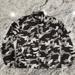 Eddie Bauer Fleece Jacket Kids Sz Large‎ 14/16 Camo Military Gray Fall cozy zip